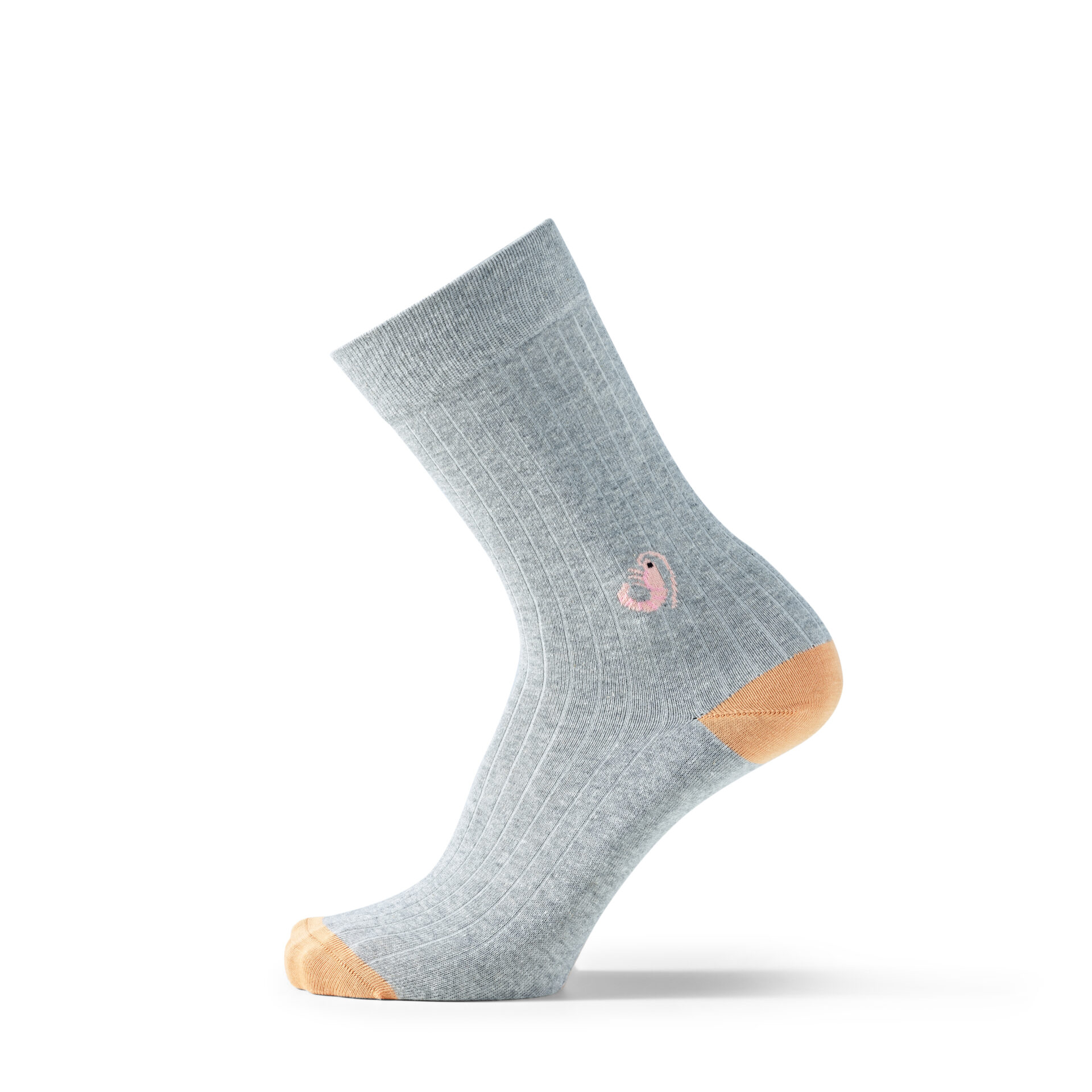 SomosOcéano socks - gray/orange with shrimp motif