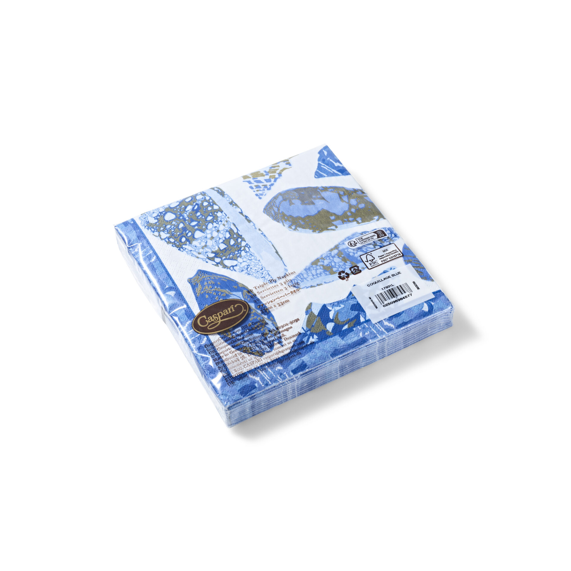 Caspari Papier Serviette "Coquillage Blue" – Bild 2