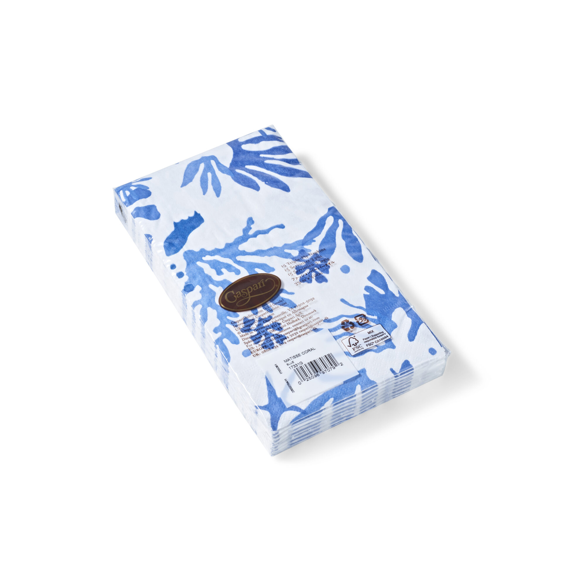 Caspari paper buffet napkins "Matisse Coral Blue" - Image 2