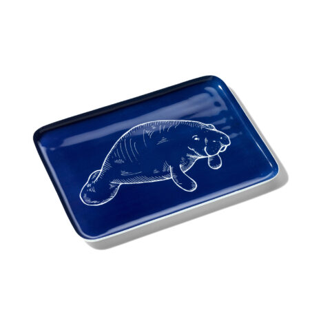 Blaues Tablett mit Manatee-Motiv von Oceanstore Design