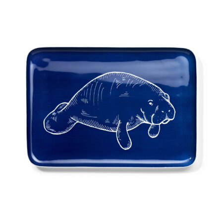 Blaues Tablett mit Manatee-Motiv von Oceanstore Design
