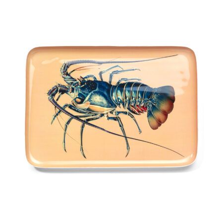 Orangefarbenes Tablett mit Hummer von Oceanstore Design